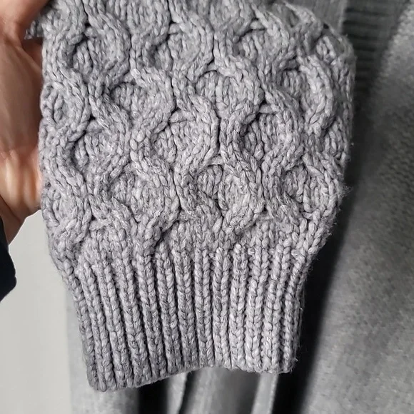 GAP Chunky Mix-Knit Cardigan Sweater, Size Large Tall, Color Heather Grey - Picture 4 of 7